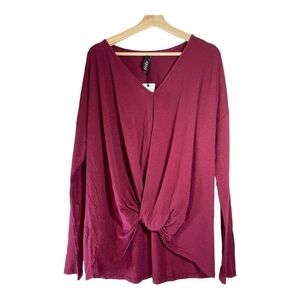 Bobi Twist Front Long Sleeve Top - Pinot NWT